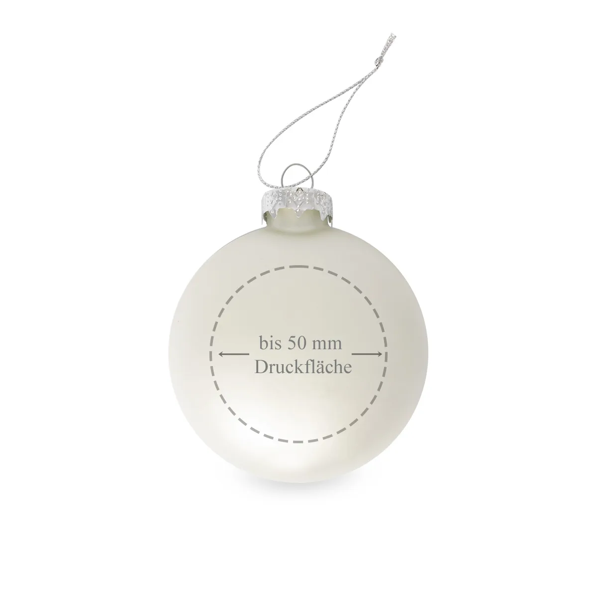 Weihnachtskugel individuell mit ihrem Text oder Foto bedruckt - Ø 9cm aus Glas - Christbaumkugel mit Digitaldruck (seidenmatt silber, 1 Stück) – Bild 4