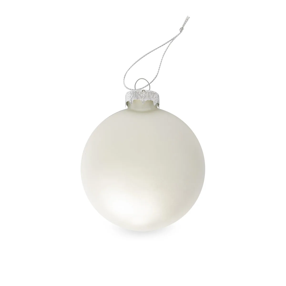 Weihnachtskugel individuell mit ihrem Text oder Foto bedruckt - Ø 9cm aus Glas - Christbaumkugel mit Digitaldruck (seidenmatt silber, 1 Stück) – Bild 2