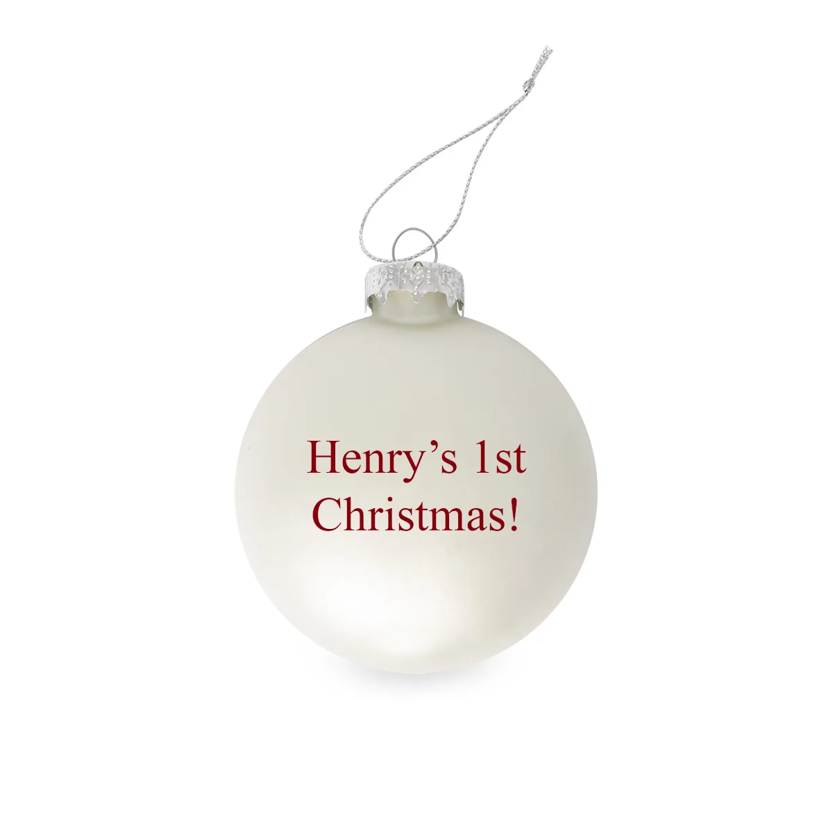 Weihnachtskugel individuell mit ihrem Text oder Foto bedruckt - Ø 9cm aus Glas - Christbaumkugel mit Digitaldruck (seidenmatt silber, 1 Stück) – Bild 5